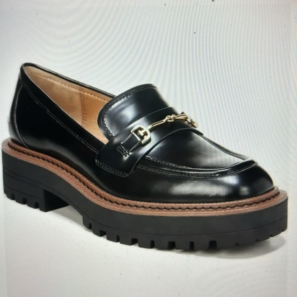 Sam Edelman Black Loafers with Gold Accent